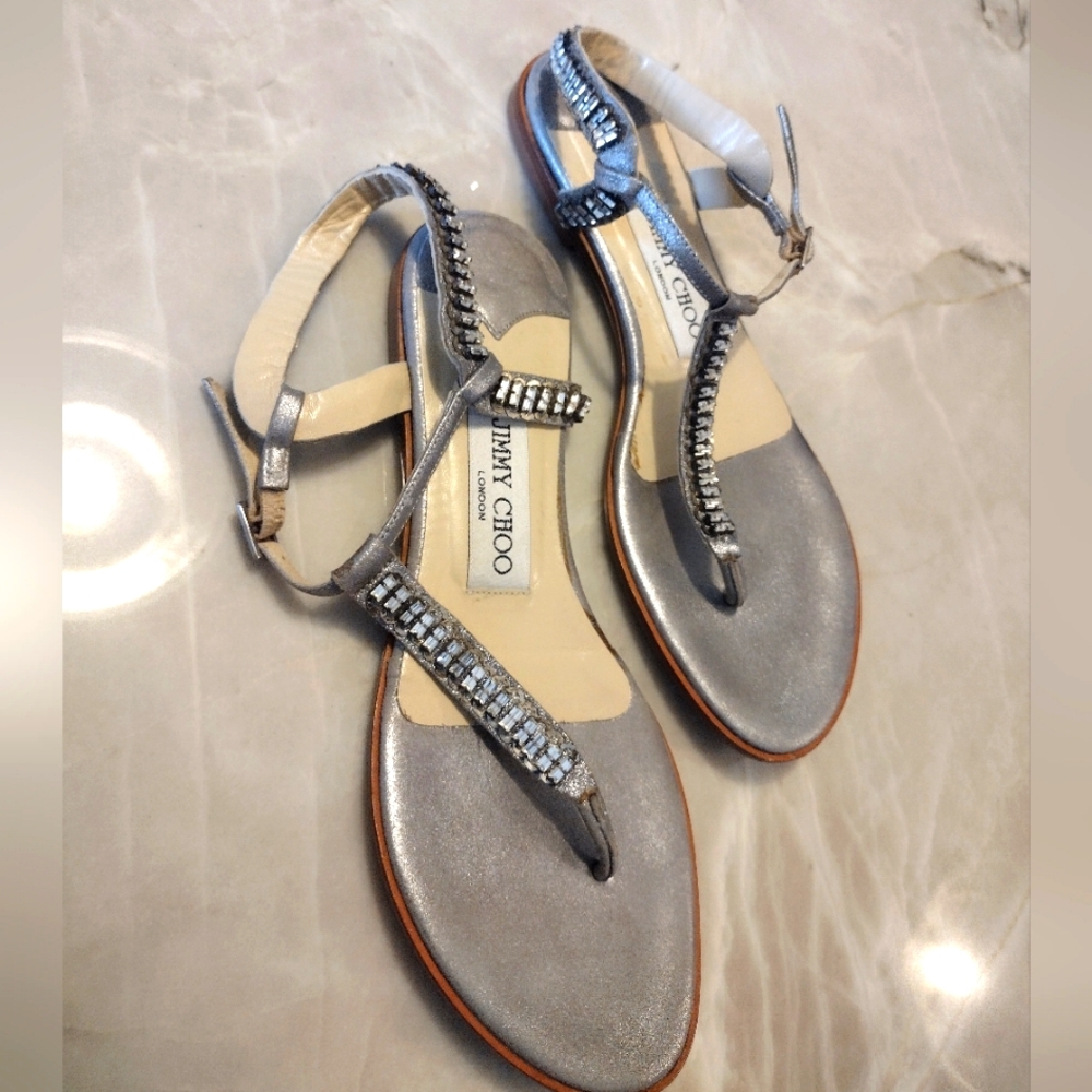 Jimmy Choo embellished silver sandals